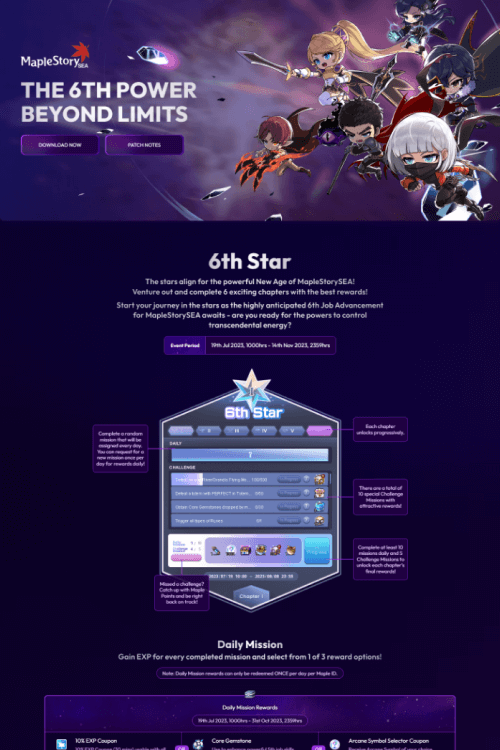 MapleStorySEA 6th Star microsite