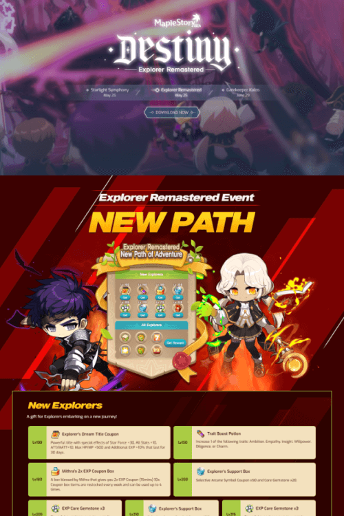 MapleStorySEA DESTINY microsite