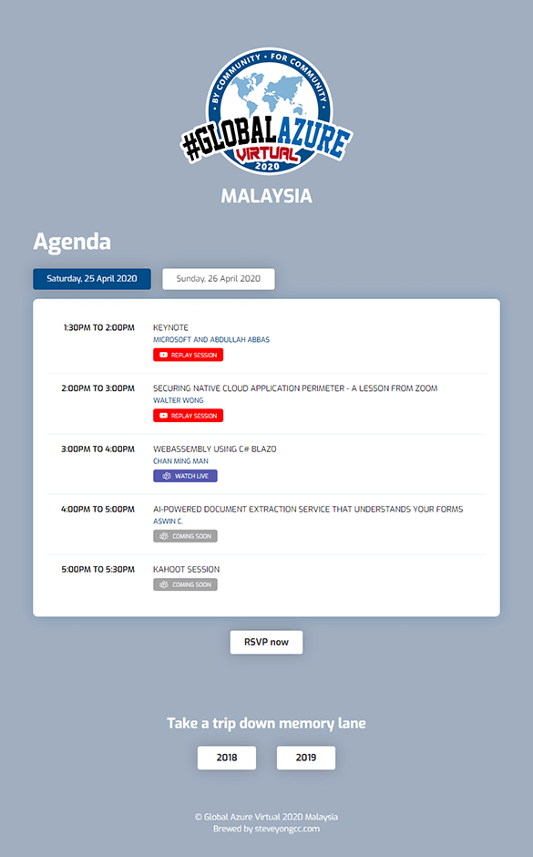 Global Azure Malaysia 2020 landing page screenshot