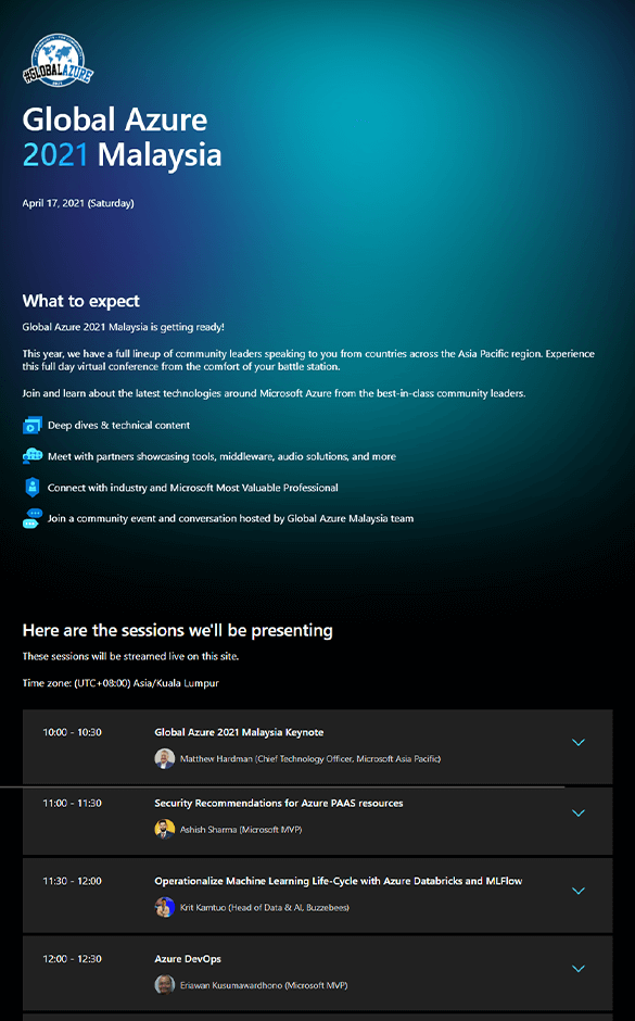 Global Azure Malaysia 2021 landing page screenshot